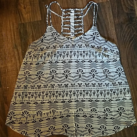 Forever 21 Tops - Forever 21 tribal print sheer high low tank top